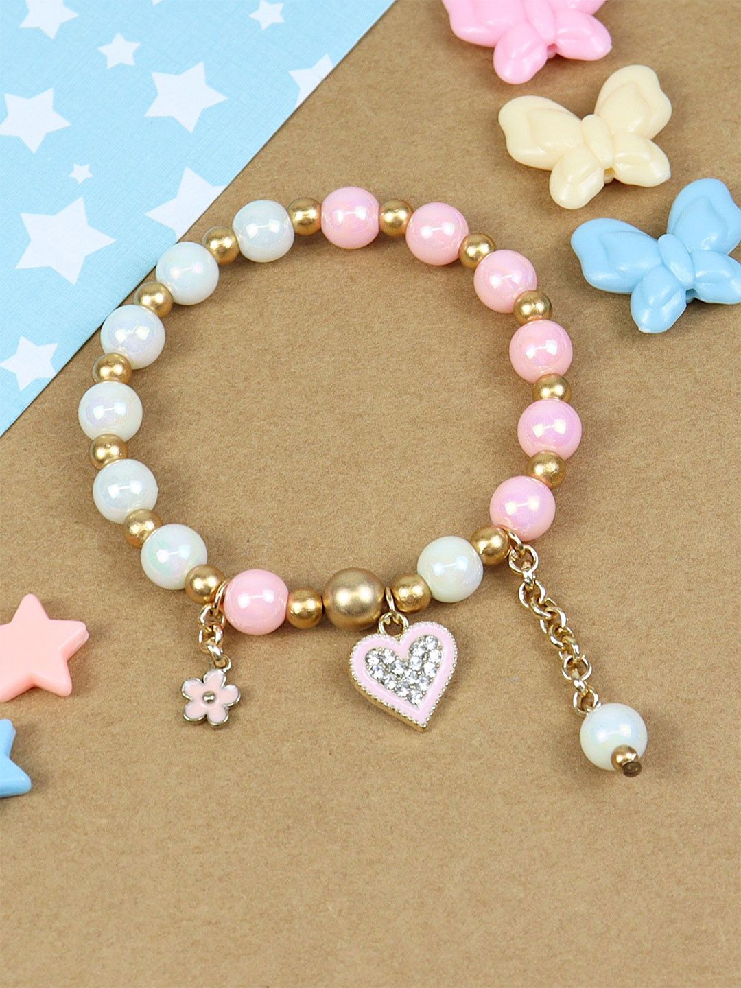 Asthetika Kids Girls Beaded Elasticated Bracelet-image-26