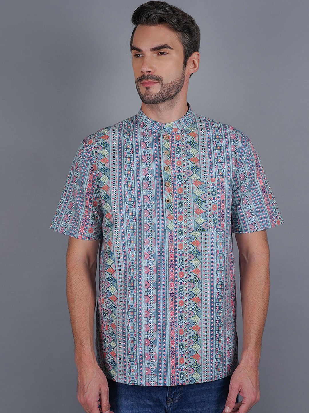 Cot'N Soft Ethnic Motifs Printed Pure Cotton Mandarin Collar Straight Kurta-picture-54