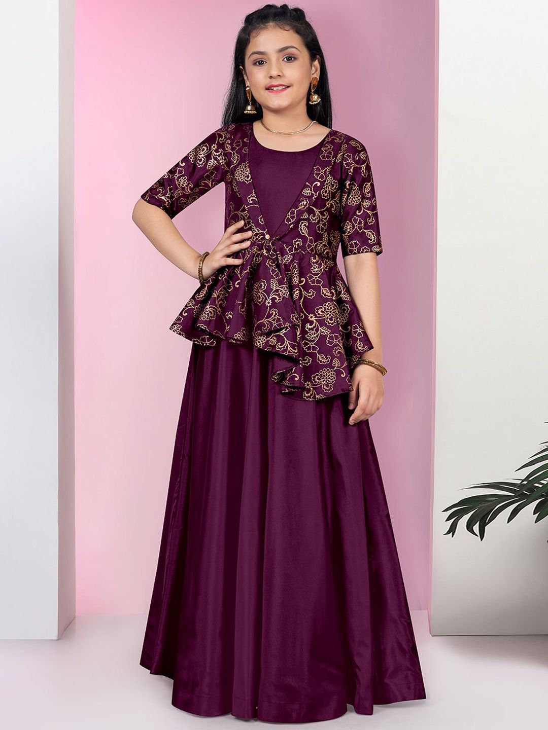 FASHION DREAM Girls Foil Printed Maxi Ethnic Dresses-picture-50
