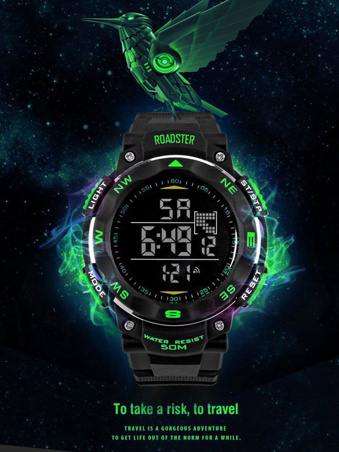The Roadster Lifestyle Co Men Digital Water Resistant Multi Function WatchRDSTR-1235-GREEN-picture-38