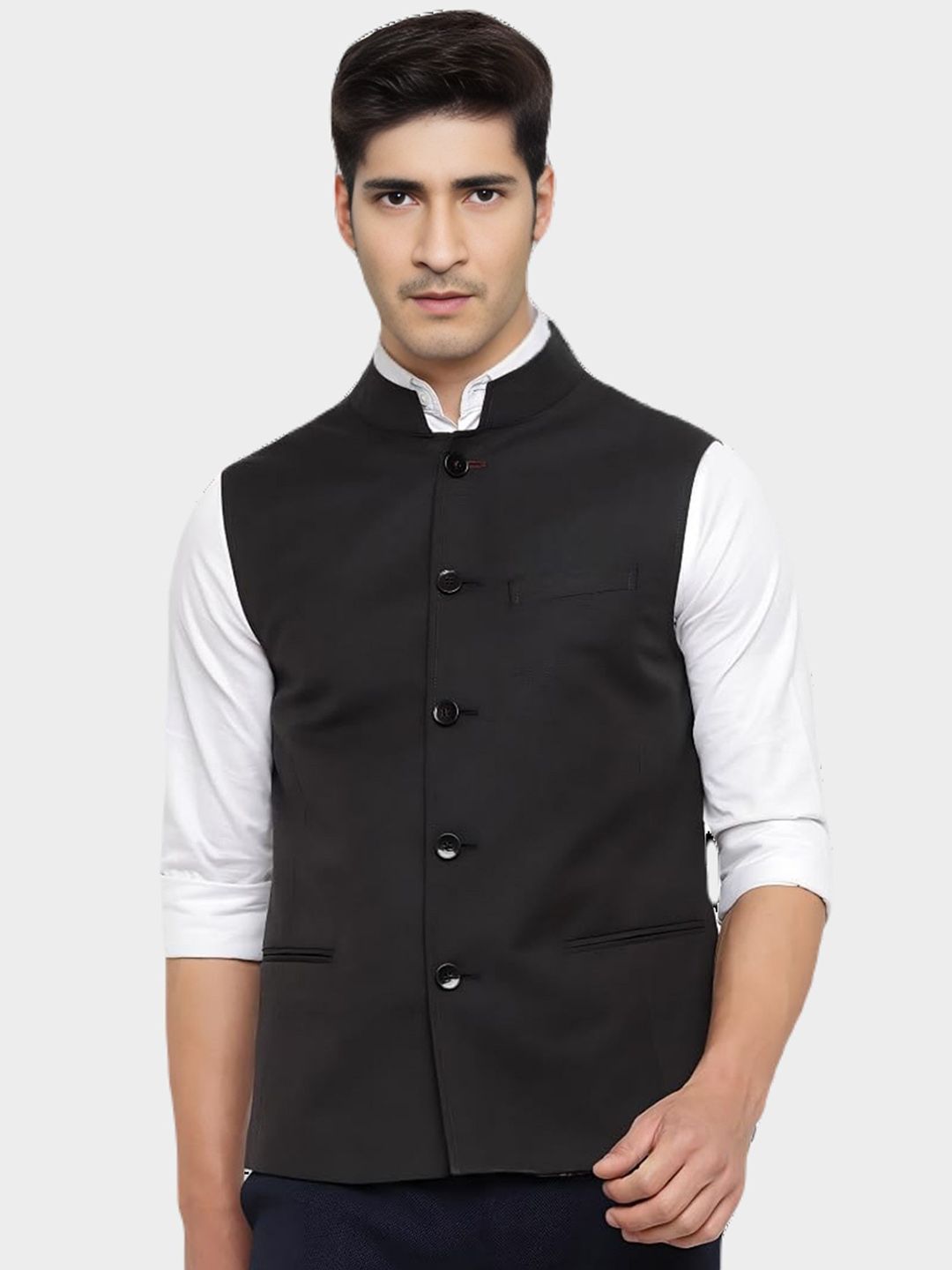 BAESD Mandarin Collar Regular Fit Waistcoat-picture-24