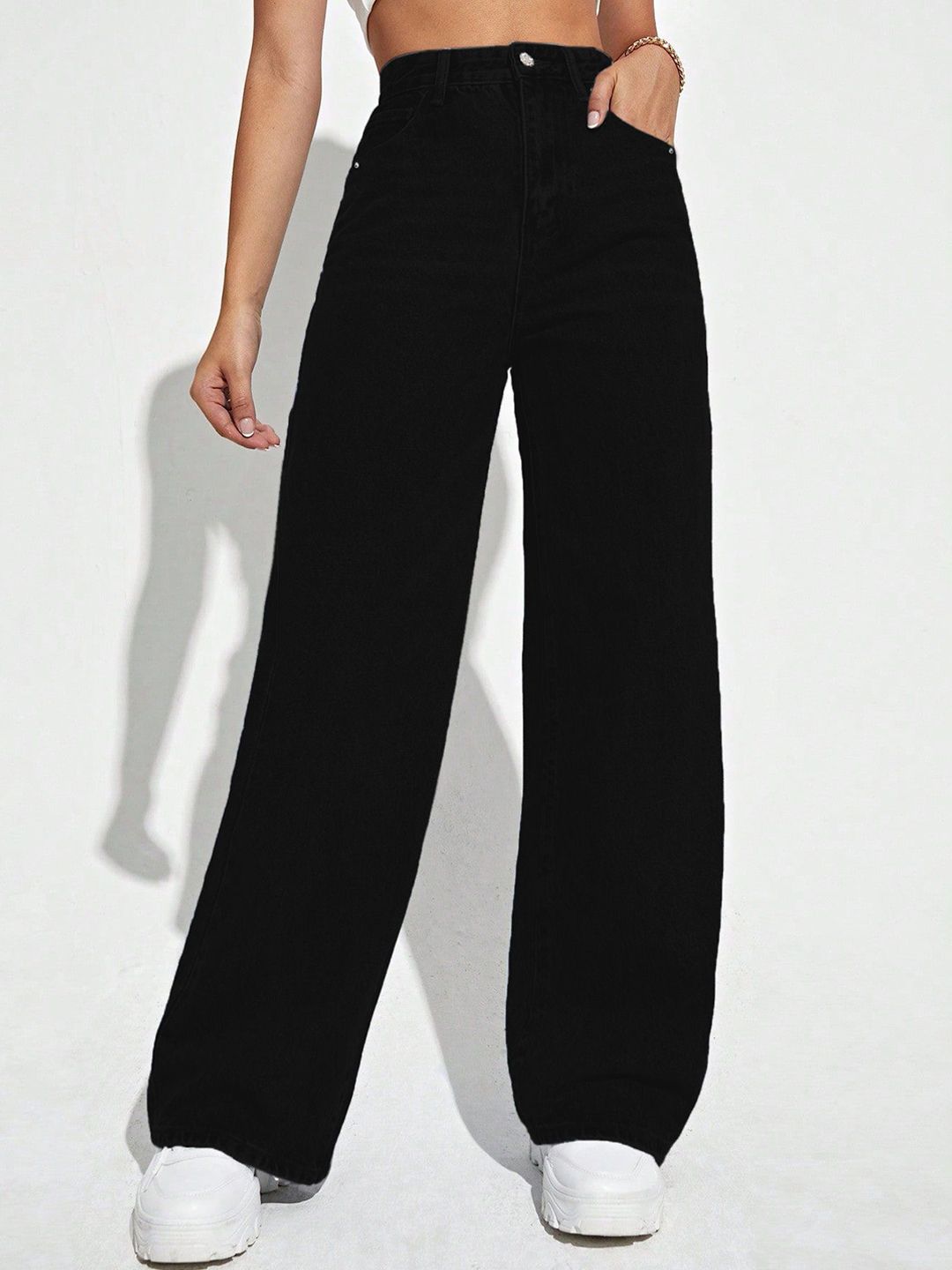 AAHWAN Women Wide Leg High-Rise Stretchable Jeans-image-23