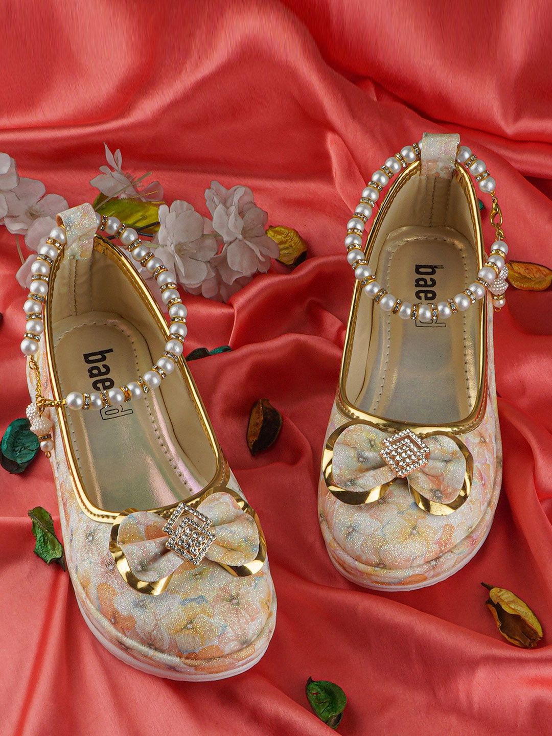 BAESD Girls Printed Embellished Flatform Peep Toes