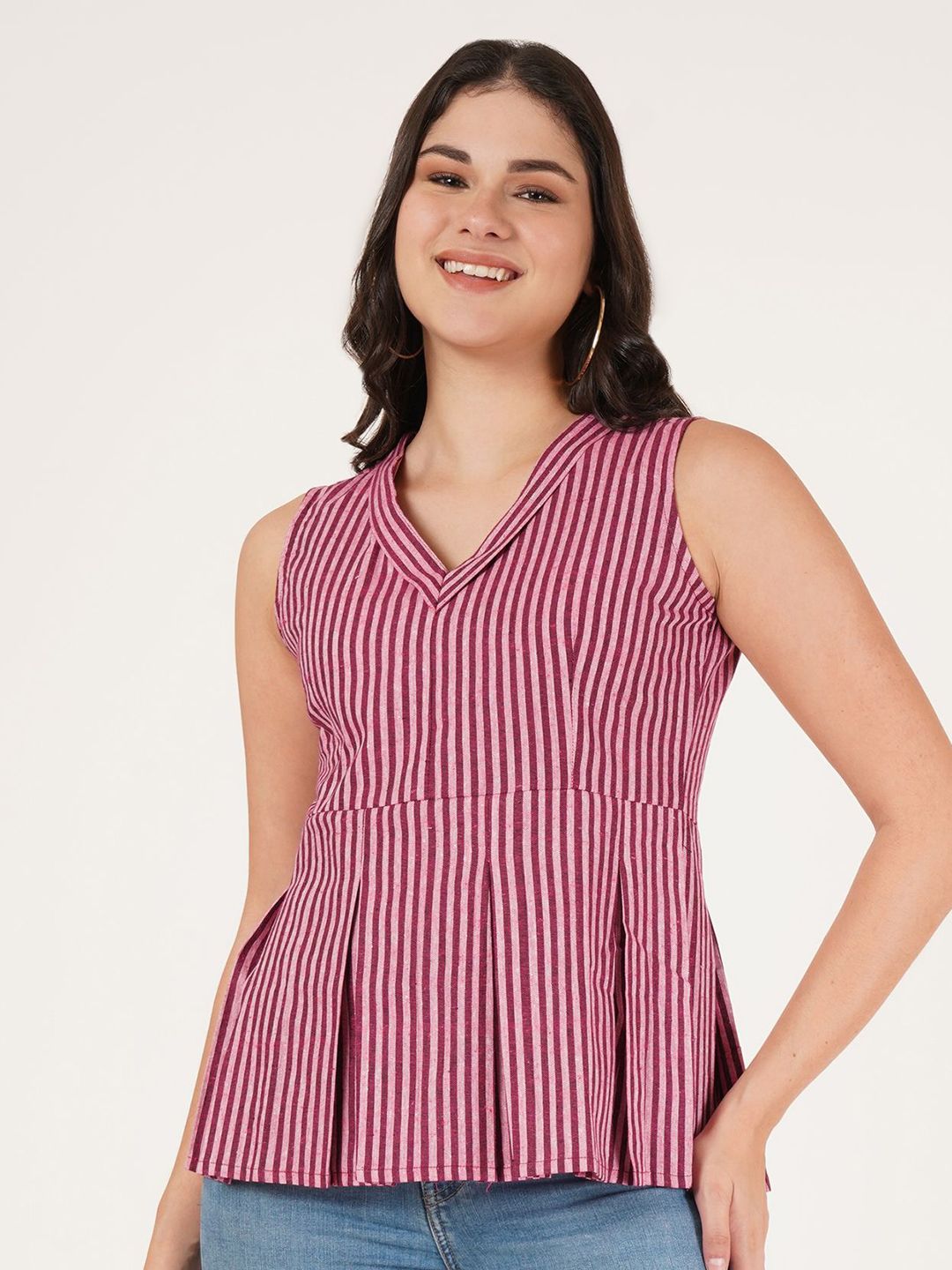Brownverse Embellished Mandarin Collar Cotton Top-picture-43