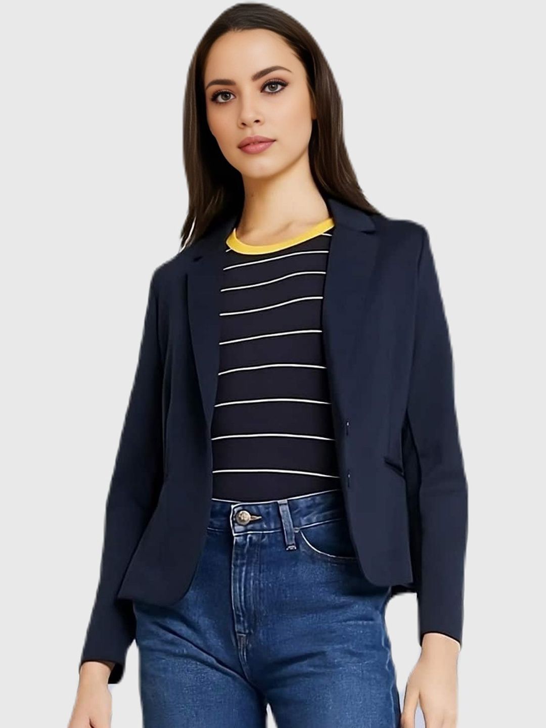 BAESD Notched Lapel Collar Single-Breasted Blazer-picture-12