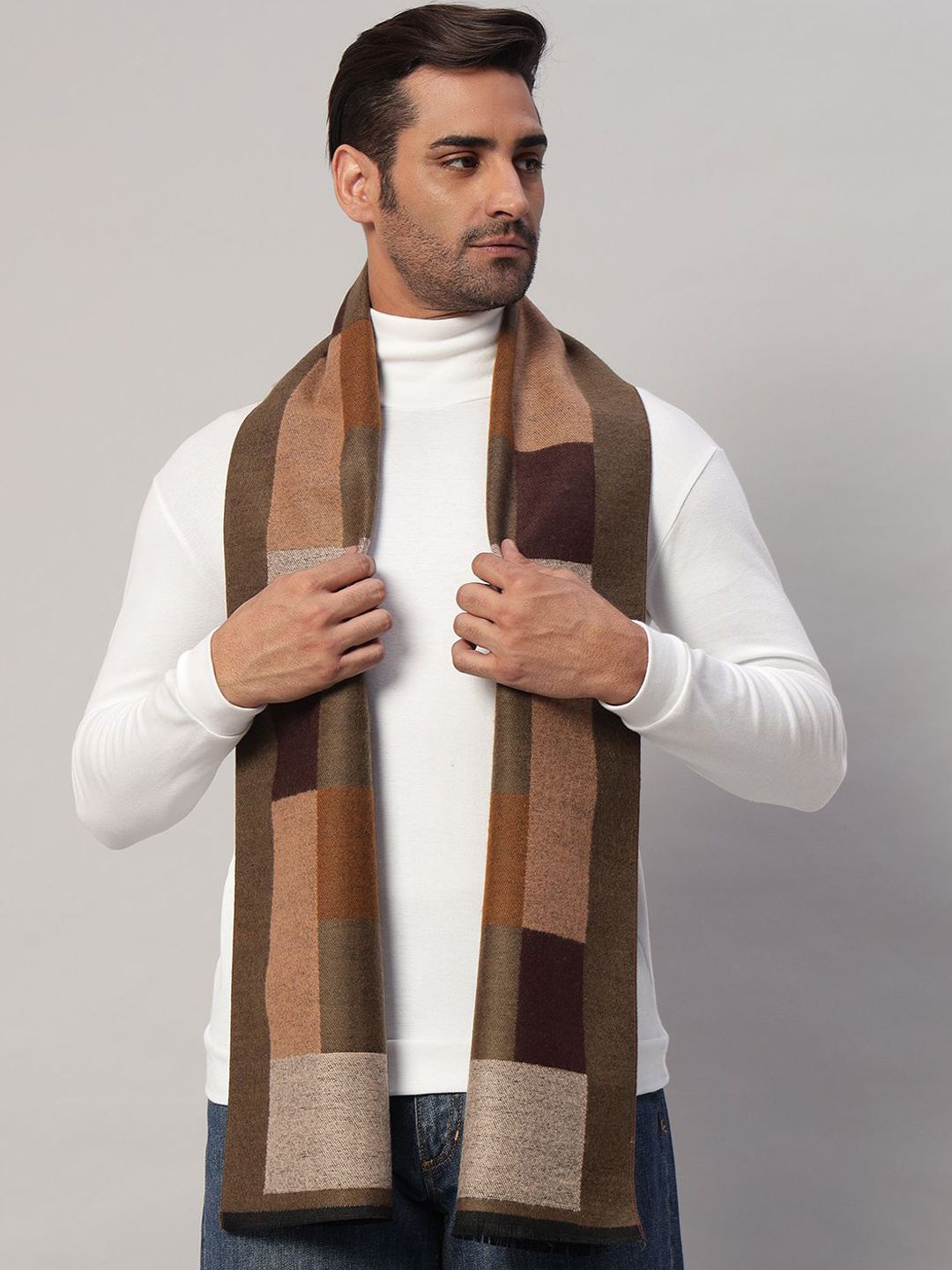 HANDICRAFT PALACE Men Checked Merino Wool Mufflers-picture-1