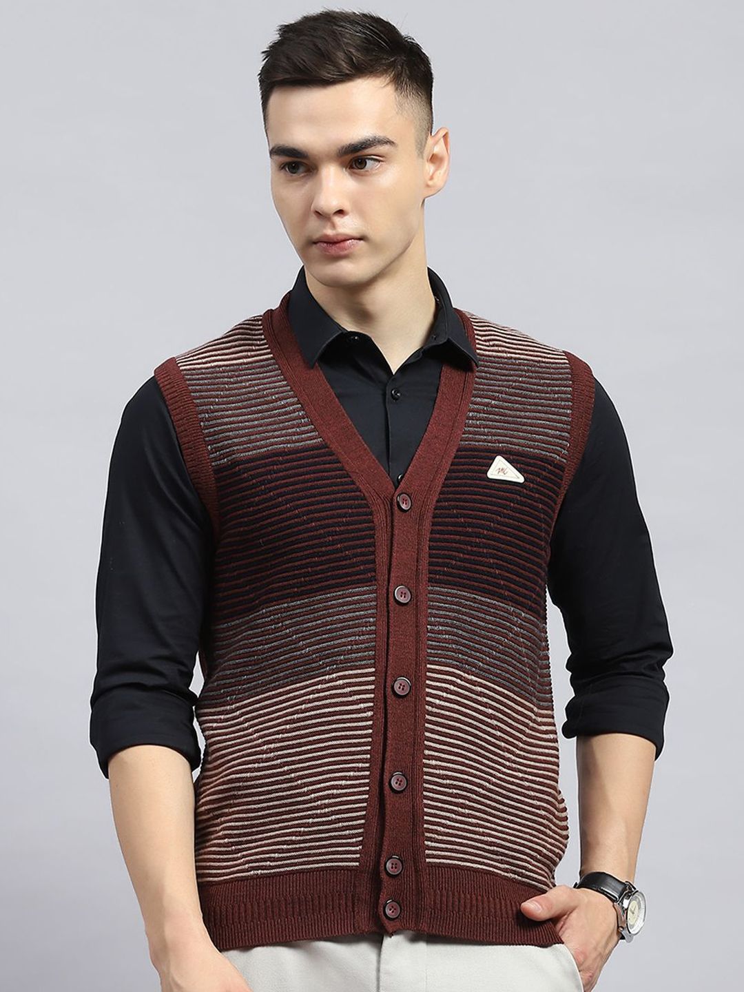 Monte Carlo Men Woollen Sleeveless Cardigan-picture-47