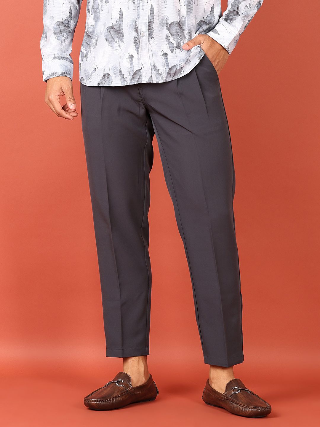V-Mart Men Regular Fit Pleated Cotton Trousers-picture-38