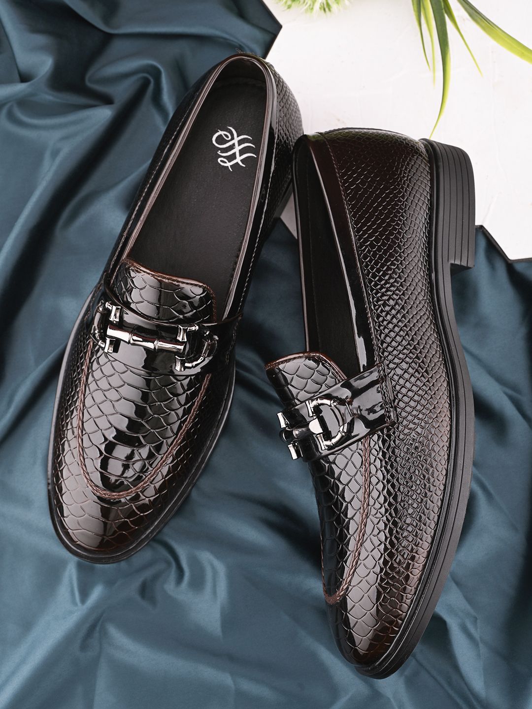 House of Pataudi Men Textured Slip-On Formal Loafers-picture-18