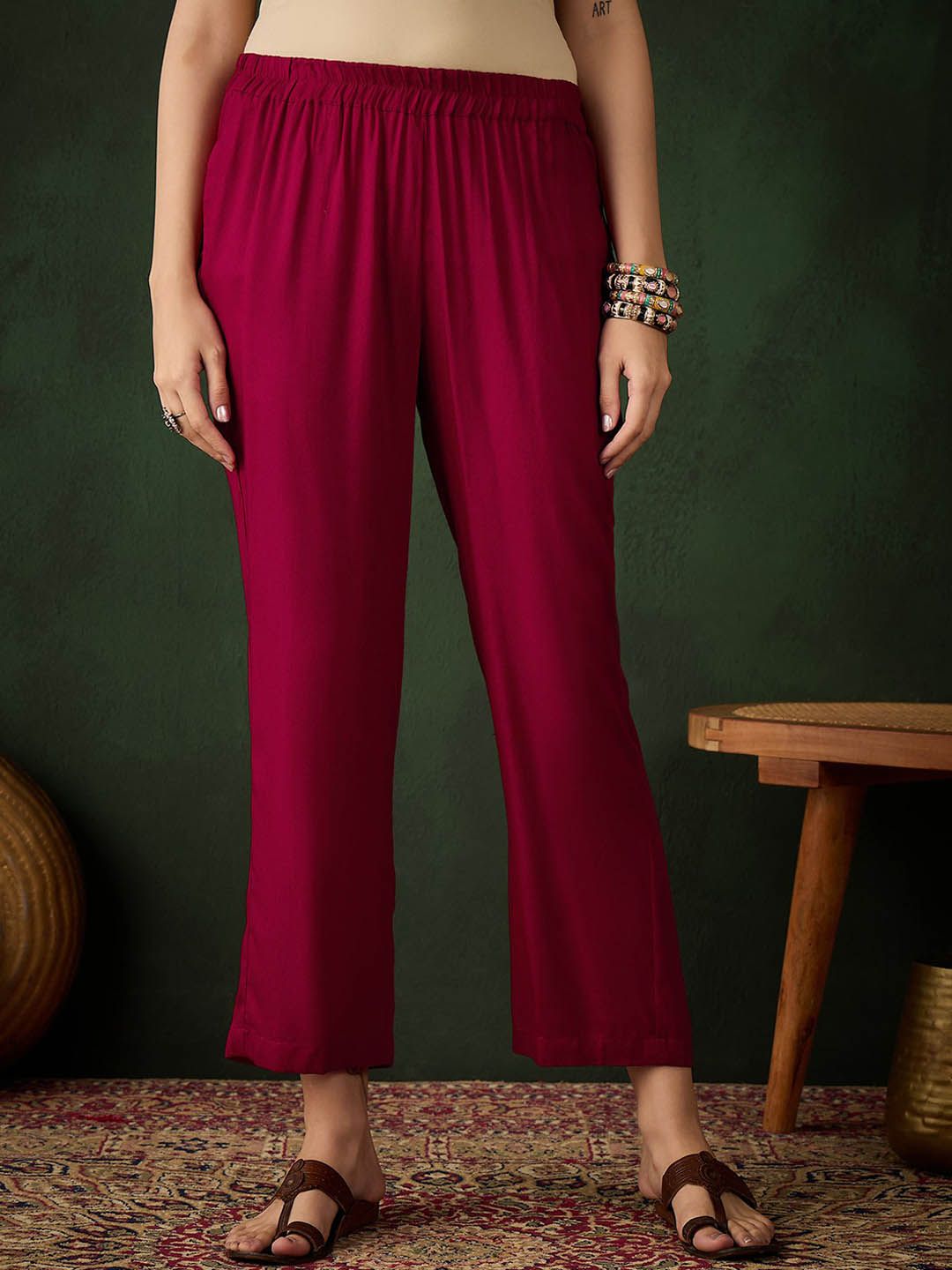 Sangria Mid- Rise Ankle Length Trousers-picture-38