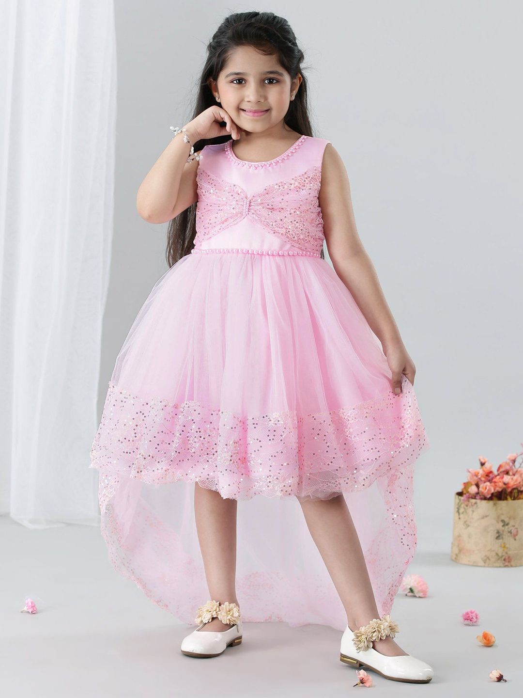 mark & mia Mark and Mia Girl's Sleeveless Sequin & Pearl EmbroideredFit & Flare Midi Dress-picture-38