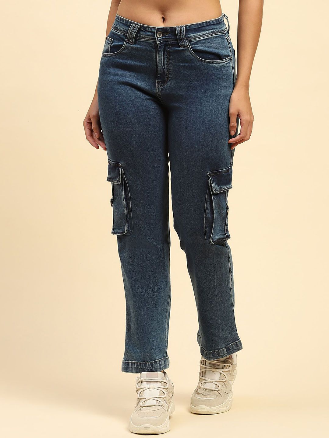 Global Republic Women Smart Straight Fit  Easy Wash Cotton Cargos Trousers-picture-35