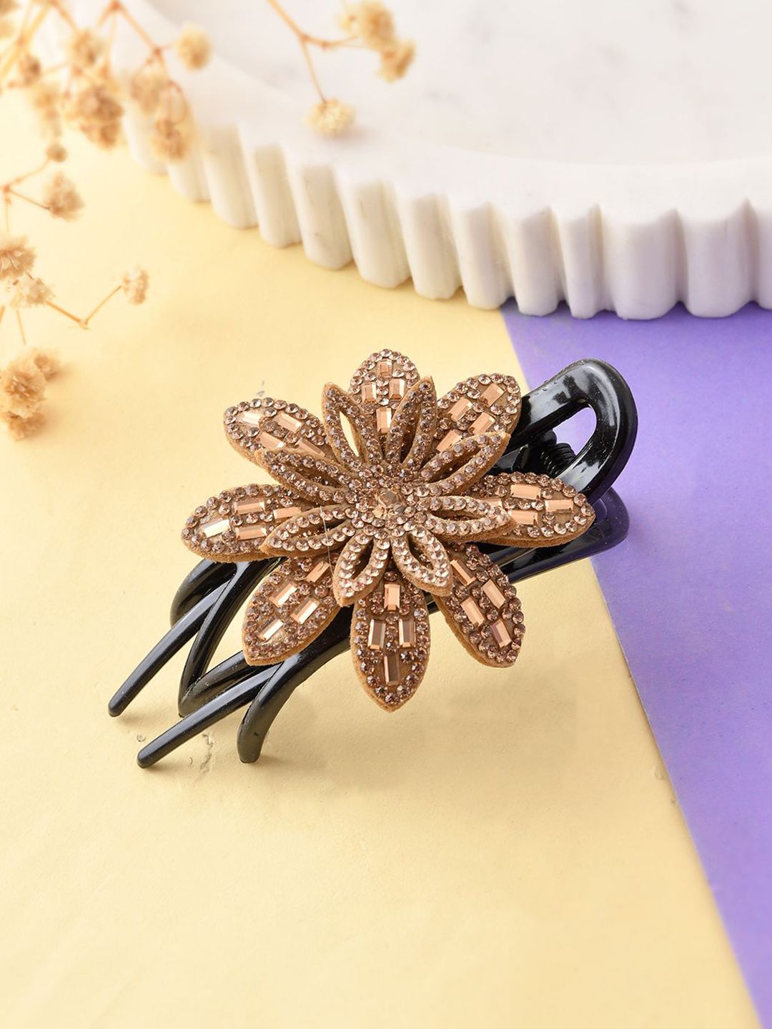 Silvermerc Designs Women Embellished Crystal Flower Claw Clip-image-40