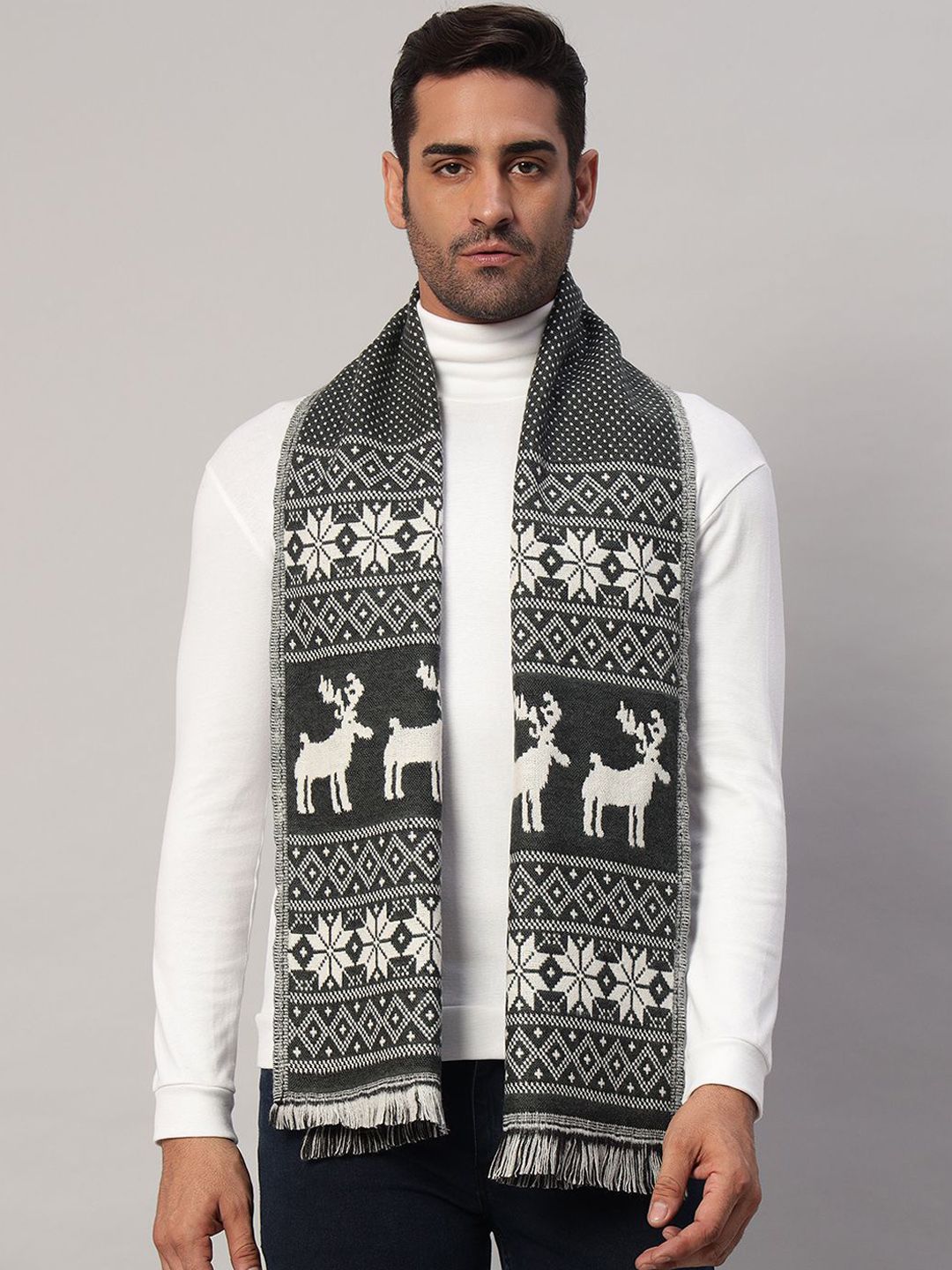 HANDICRAFT PALACE Men Self Design Reversible Merino Wool Mufflers-picture-53