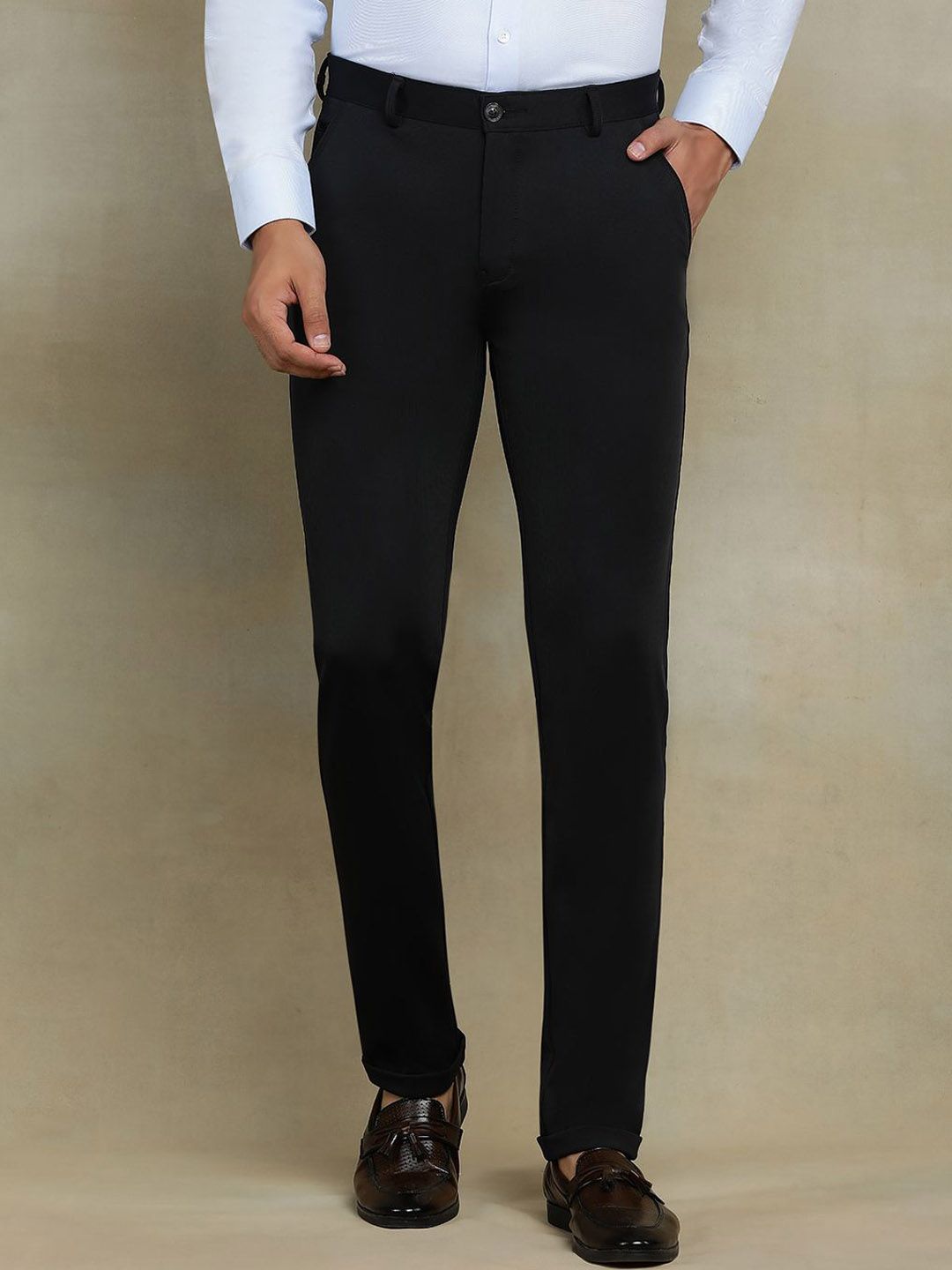 JB STUDIO Men Slim Fit Mid-Rise Formal Trousers-image-47