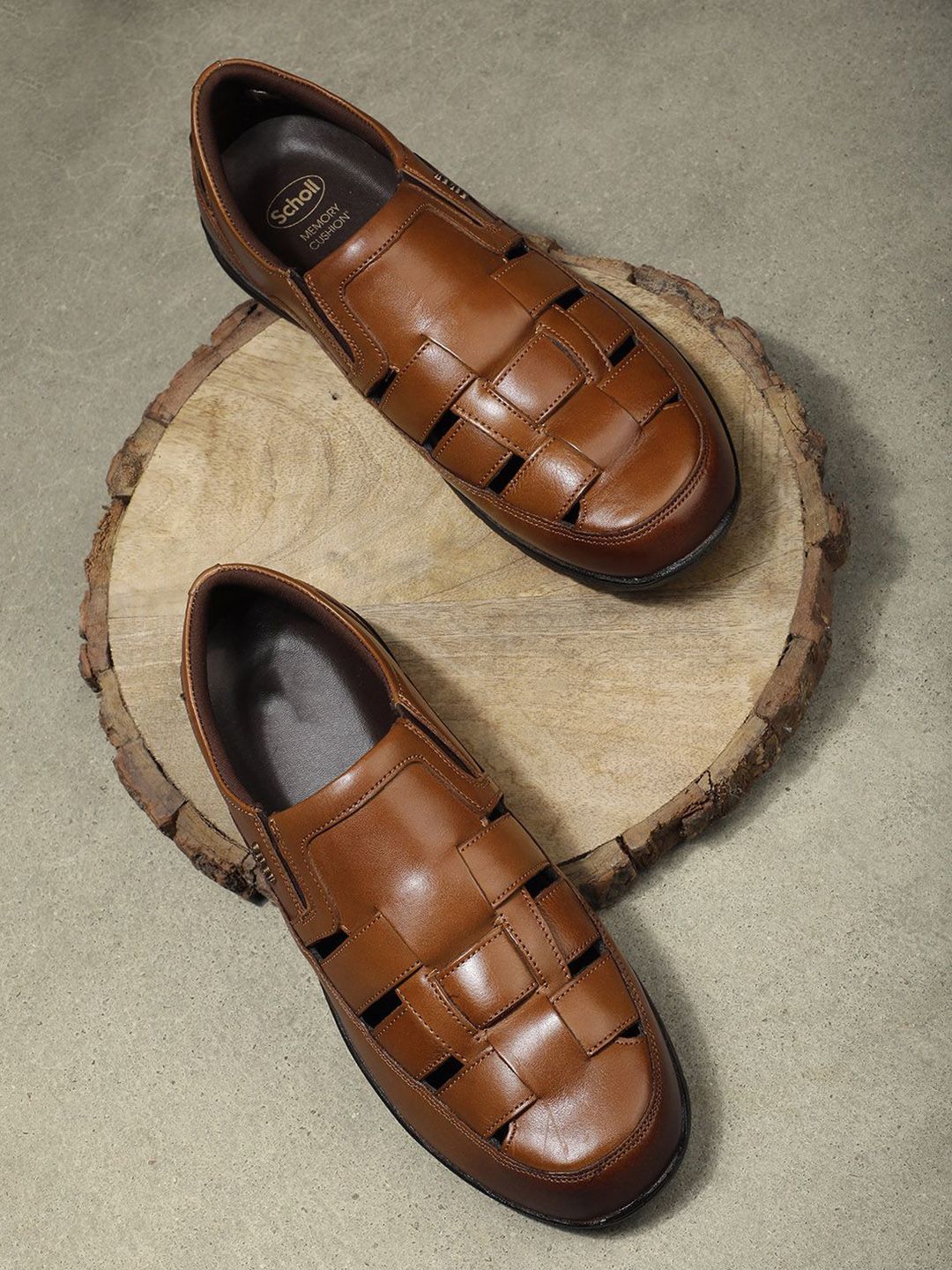 Scholl Men Leather Fisherman Sandals-image-8