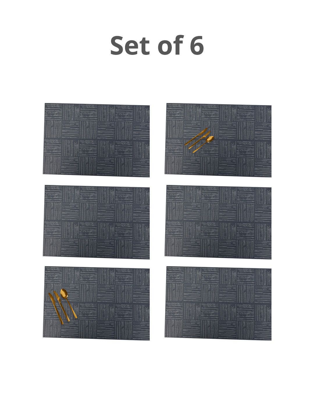 MARKET99 Grey 6 Pieces Textured Table Placemats-picture-33