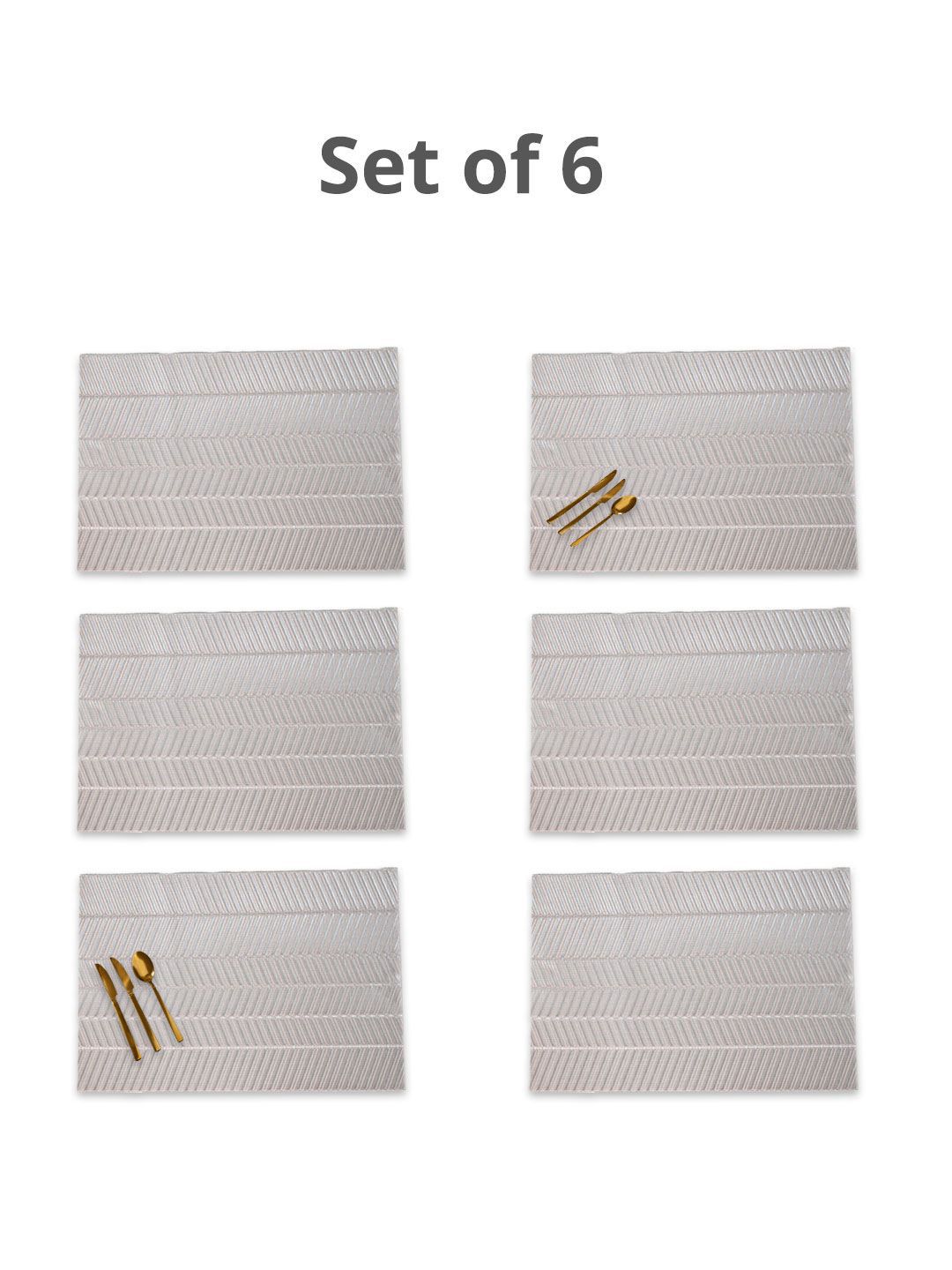 MARKET99 White 6 Pieces Textured Table Placemats-picture-36