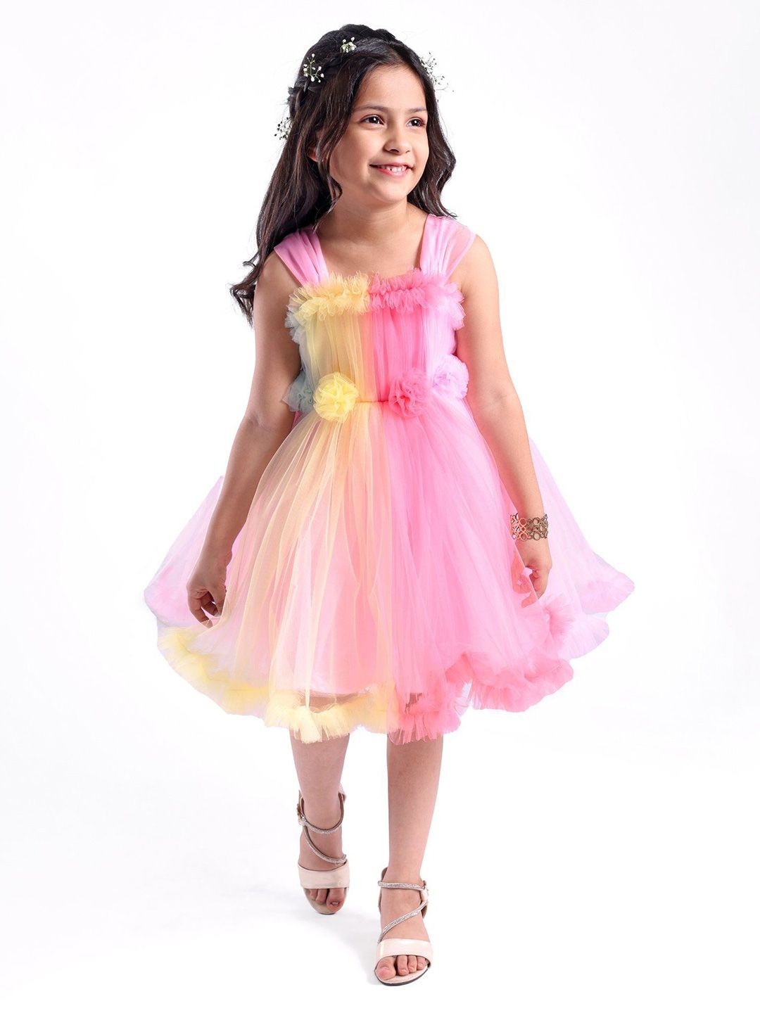 mark & mia Mark and Mia Girls Shoulder Straps Flared Knee Length Dress-picture-45