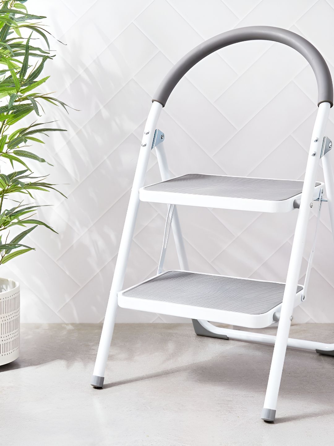 Home Centre White & Grey Solid Metal Step Ladder-picture-13