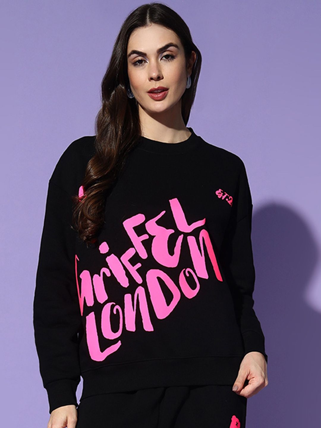 GRIFFEL Women Typography Printed Round Neck Long Sleeves Sweatshirt-picture-38