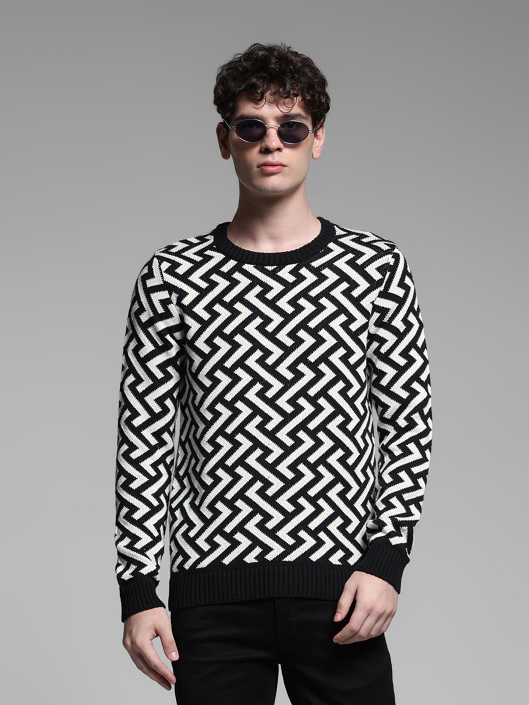 Jack & Jones Men Self Design Long Sleeves Pullover-picture-19