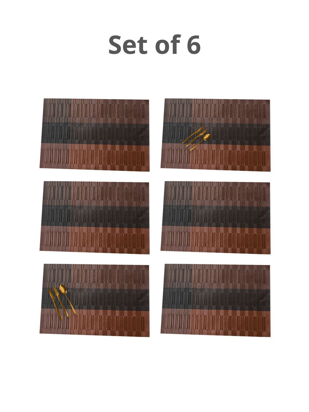 MARKET99 Brown & Black 6 Pieces Textured Rectangle Table Placemats-picture-31