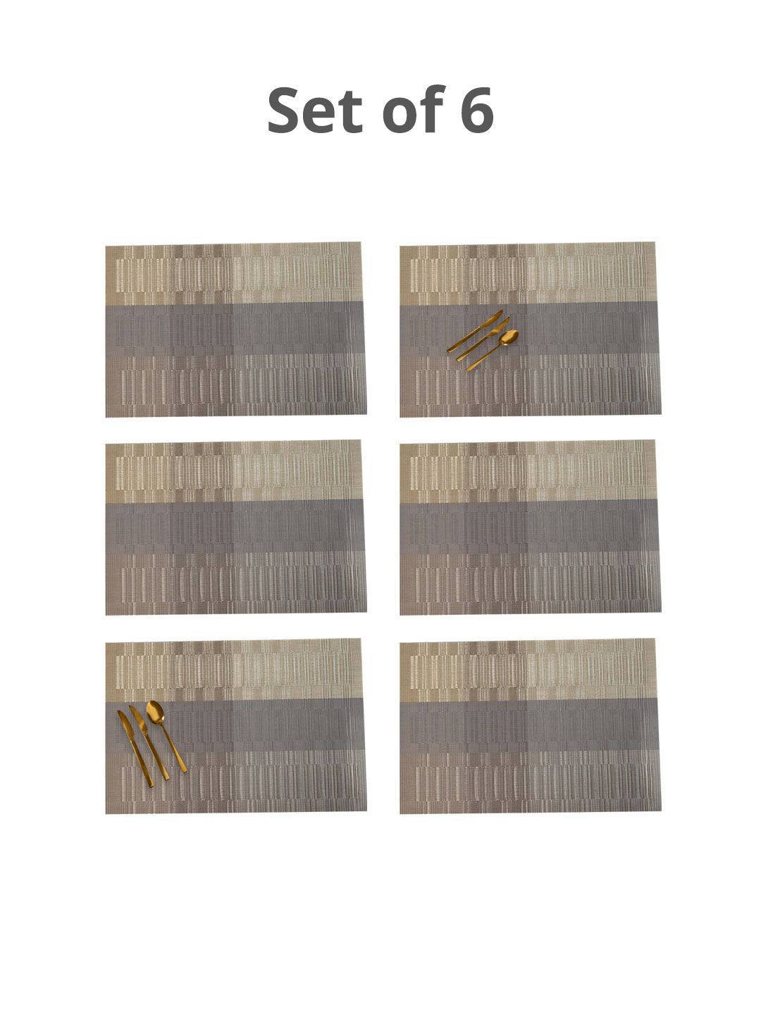 MARKET99 Green & Brown 6 Pieces Textured Rectangle Table Placemats-picture-19