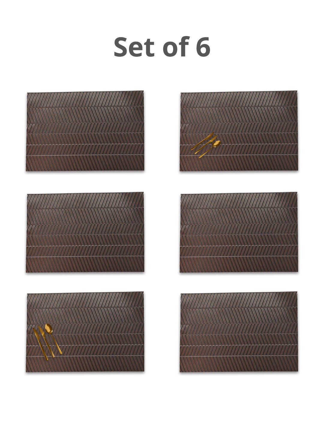 MARKET99 Brown 6 Pieces Textured Rectangle Table Placemats-picture-18