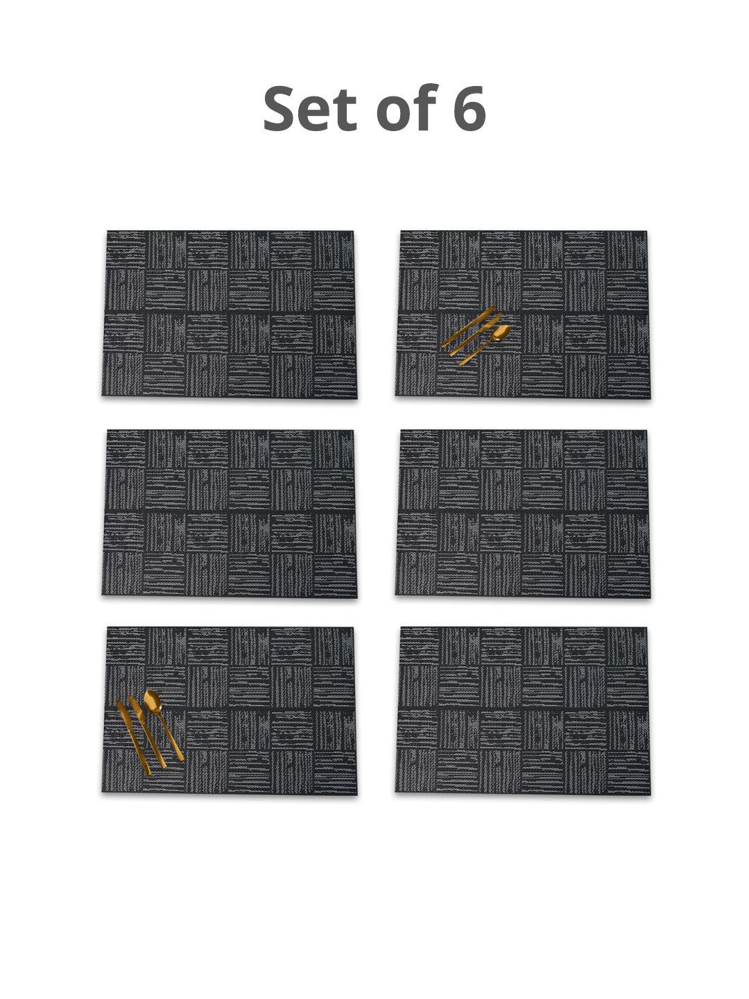 MARKET99 Black 6 Pieces Textured Table Placemats-picture-17