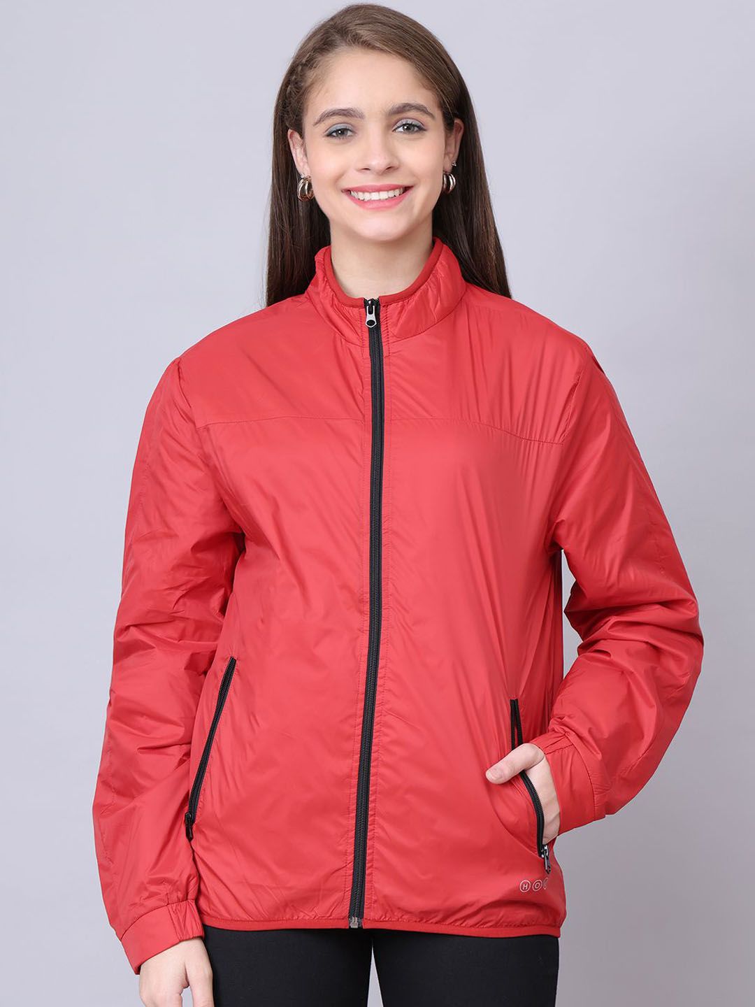 HOUSE OF VEDAS Women Mock Collar Solid Casual Open Front Jacket