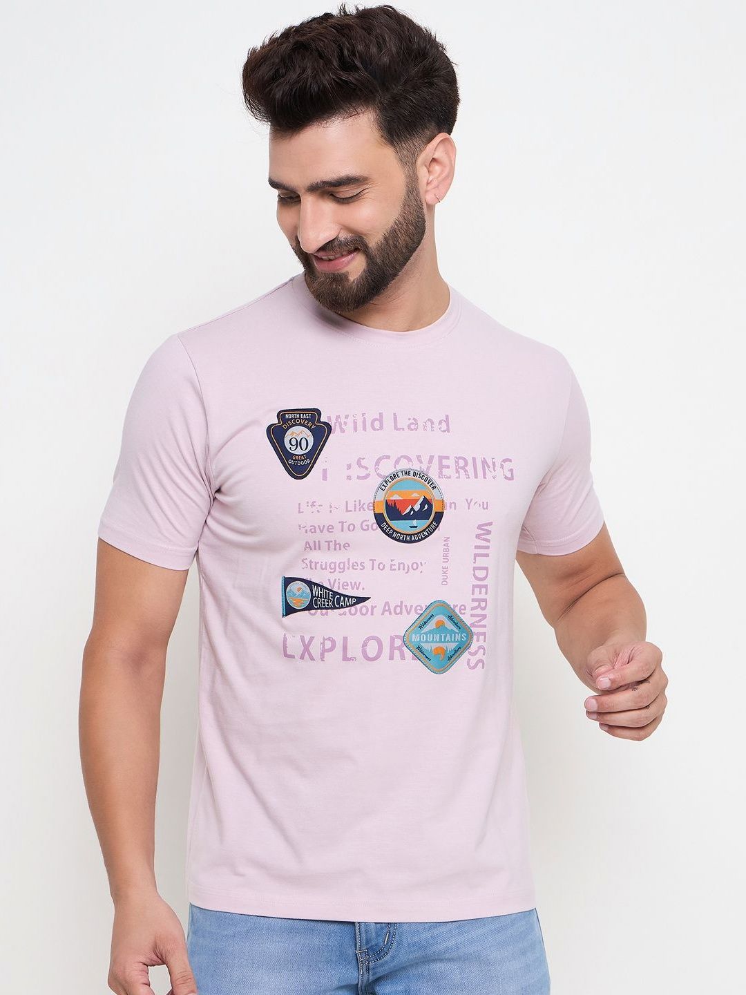 Duke Men Typography Printed Round Neck Cotton Slim Fit T-shirt-picture-16