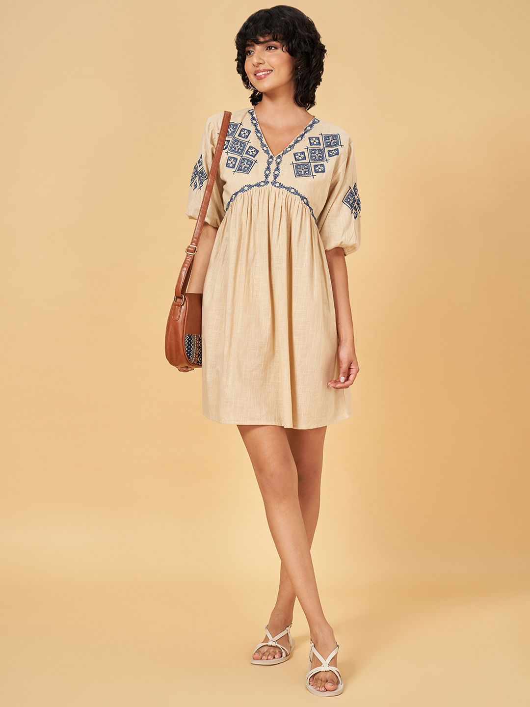 YU by Pantaloons Women Ethnic Motifs Embroidered Empire Cotton Dress-picture-40