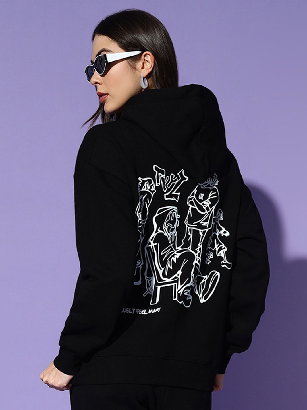 GRIFFEL Women Graphic Printed Hooded Long Sleeves Sweatshirt-picture-29