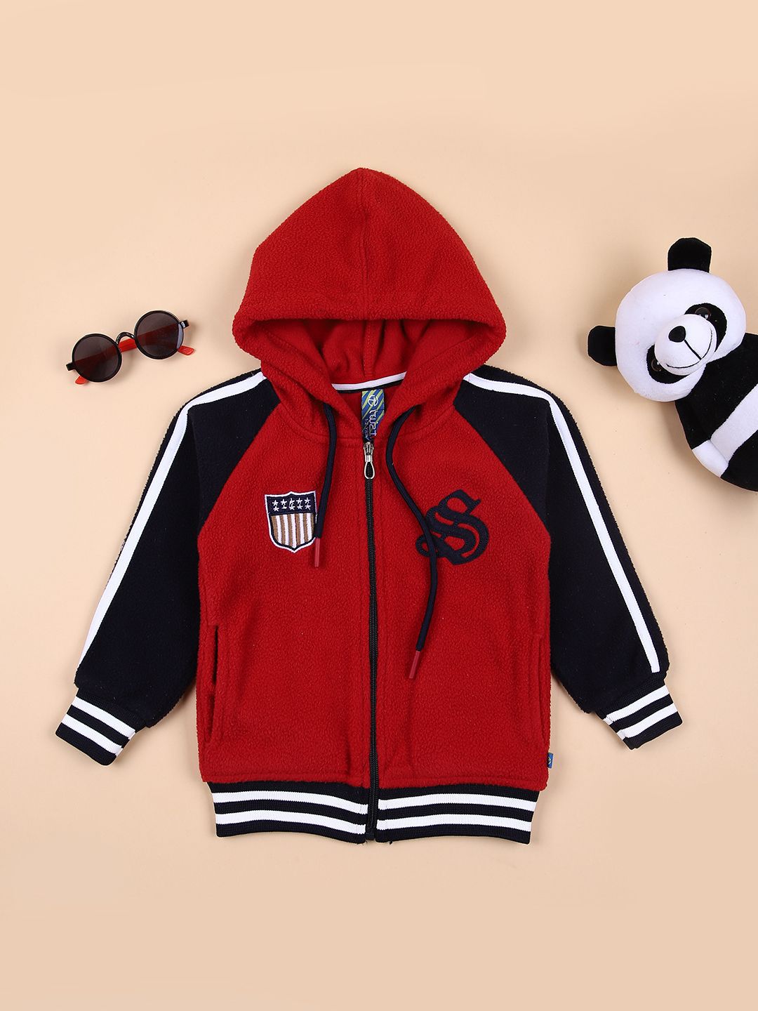 V-Mart Boys Printed Cotton Red Long Sleeves Hooded Neck Pullover Sweatshirt-picture-34