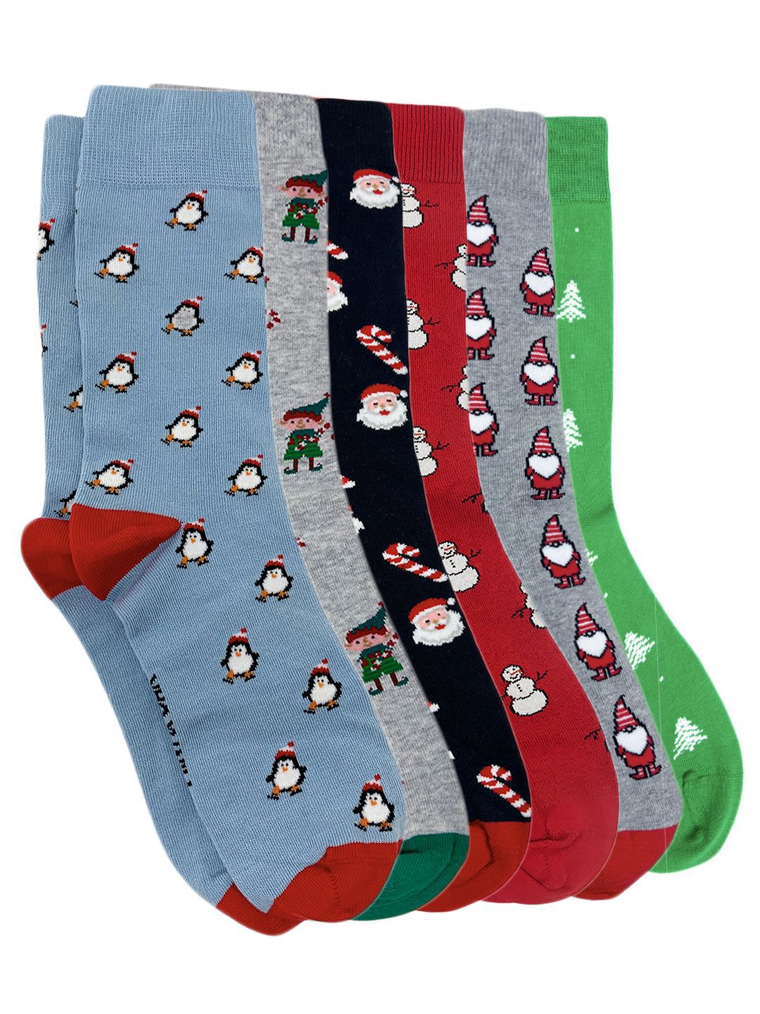 Mint & Oak Men Pack Of 6 Printed Ankle Length Socks-image-32