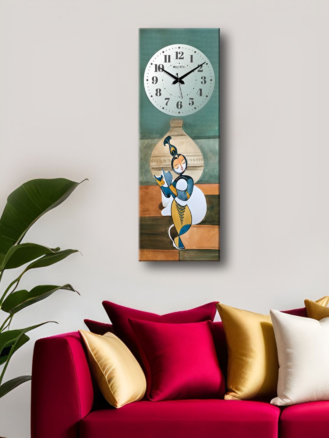 OLIVE TREE Green & Brown Printed Rectangle Wooden Contemporary Wall Clock-image-32
