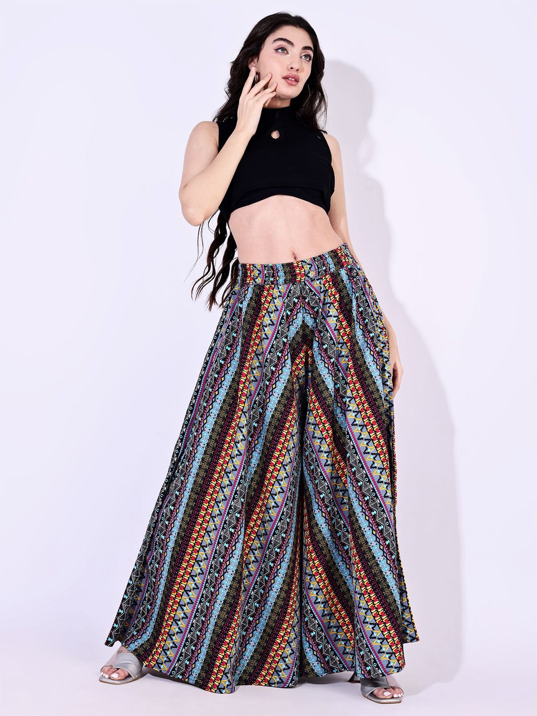 SCUBE DESIGNS Women Printed Flared Ethnic Palazzos-image-30