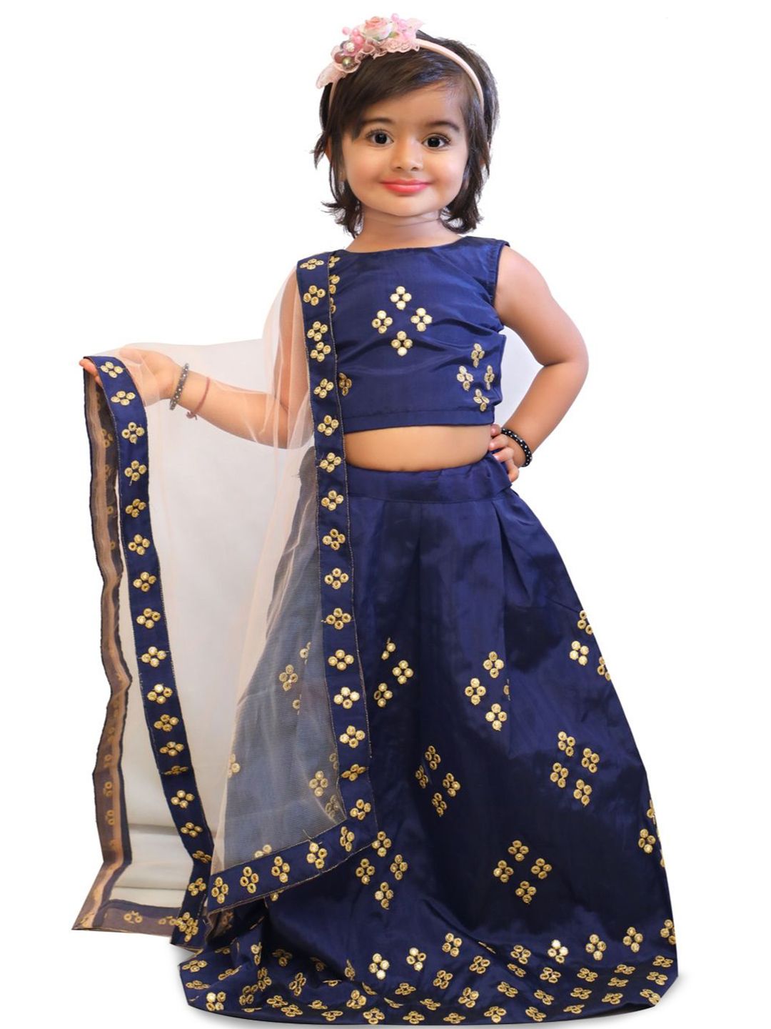 BAESD Girls Embroidered Mirror Work Ready to Wear Lehenga & Blouse With Dupatta-picture-17