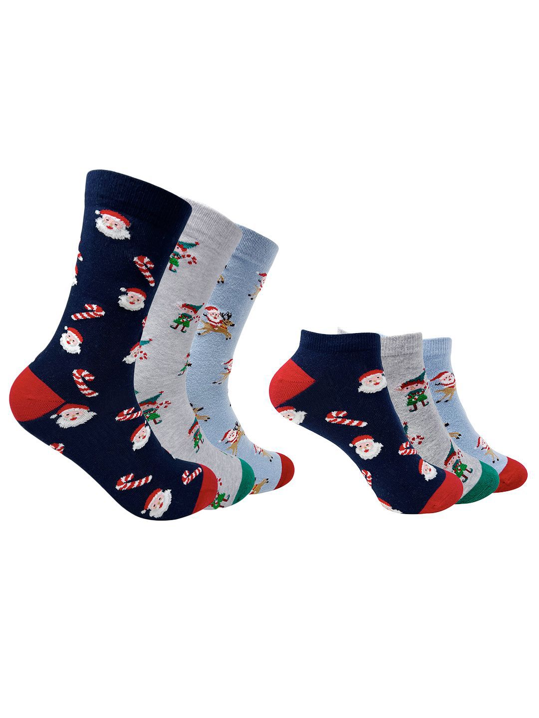 Mint & Oak Unisex Pack Of 6 Patterned Calf-Length Socks-image-11