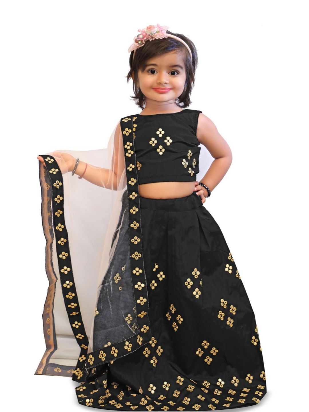 BAESD Girls Embroidered Mirror Work Ready to Wear Lehenga & Blouse With Dupatta-picture-24