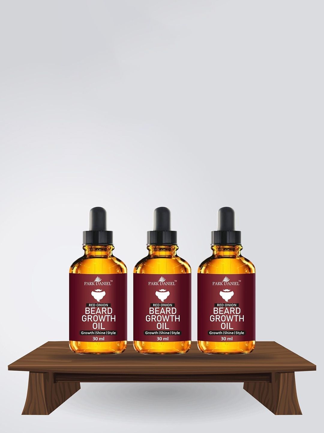Park Daniel Set Of 3 Red Onion Beard Oil For Growth Shine & Style - 30 ml Each