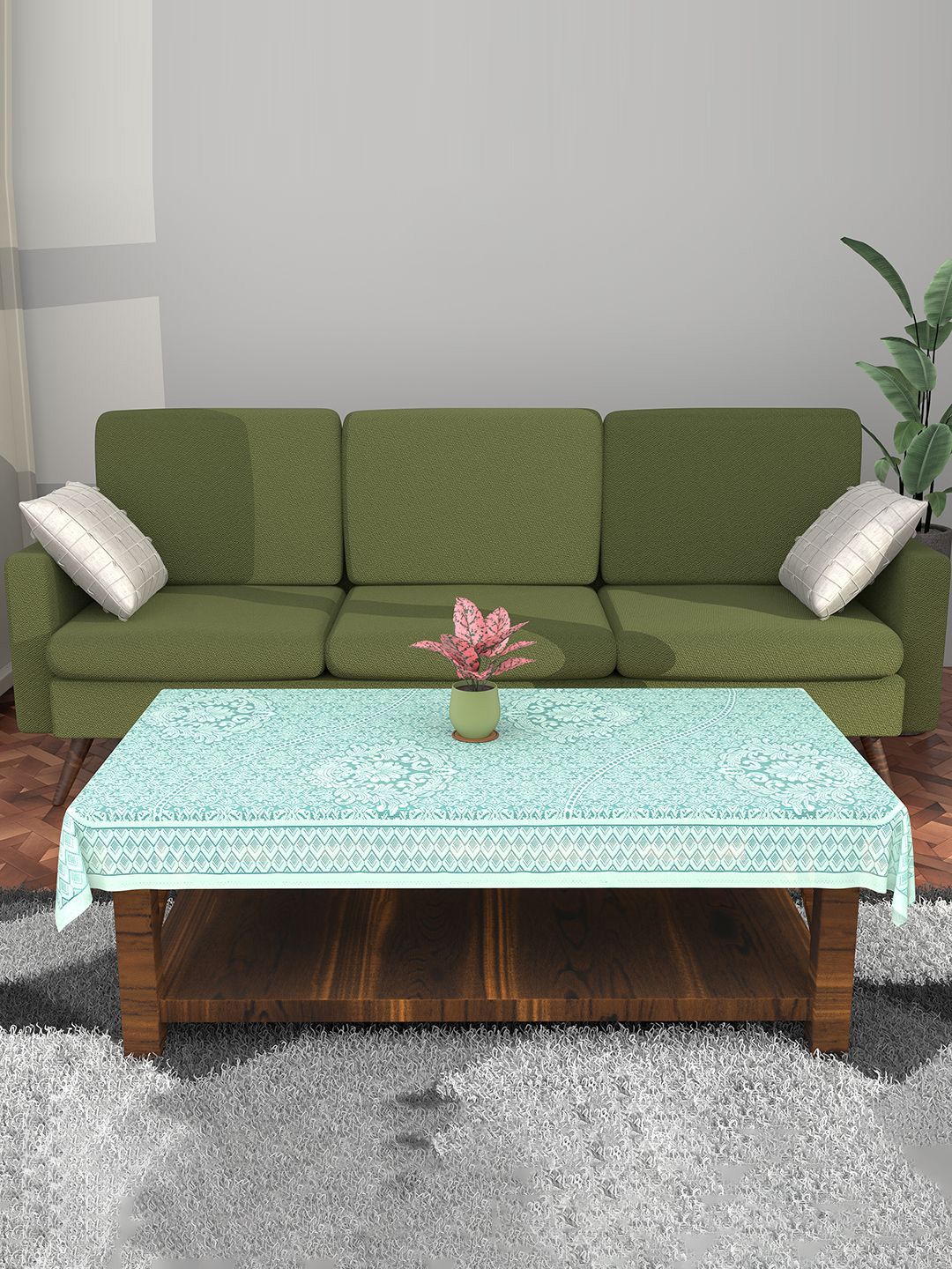 Kuber Industries Blue & White Floral Printed Cotton 4-Seater Table Cover-picture-24