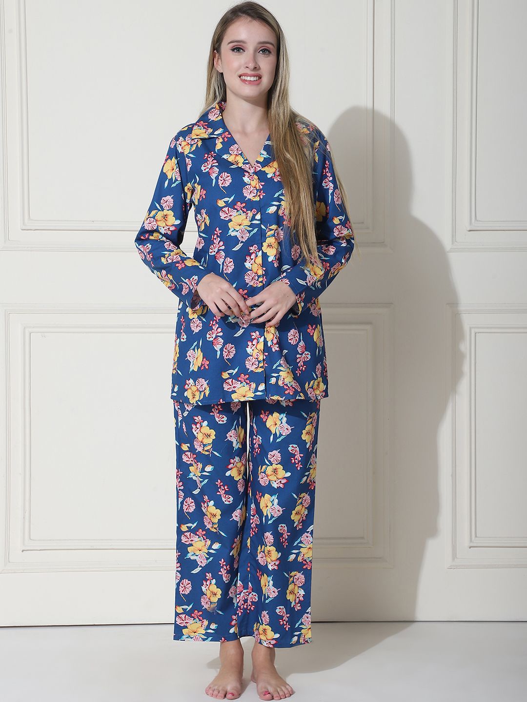 Purple State Women Pure Cotton Floral Printed Night suit-picture-23