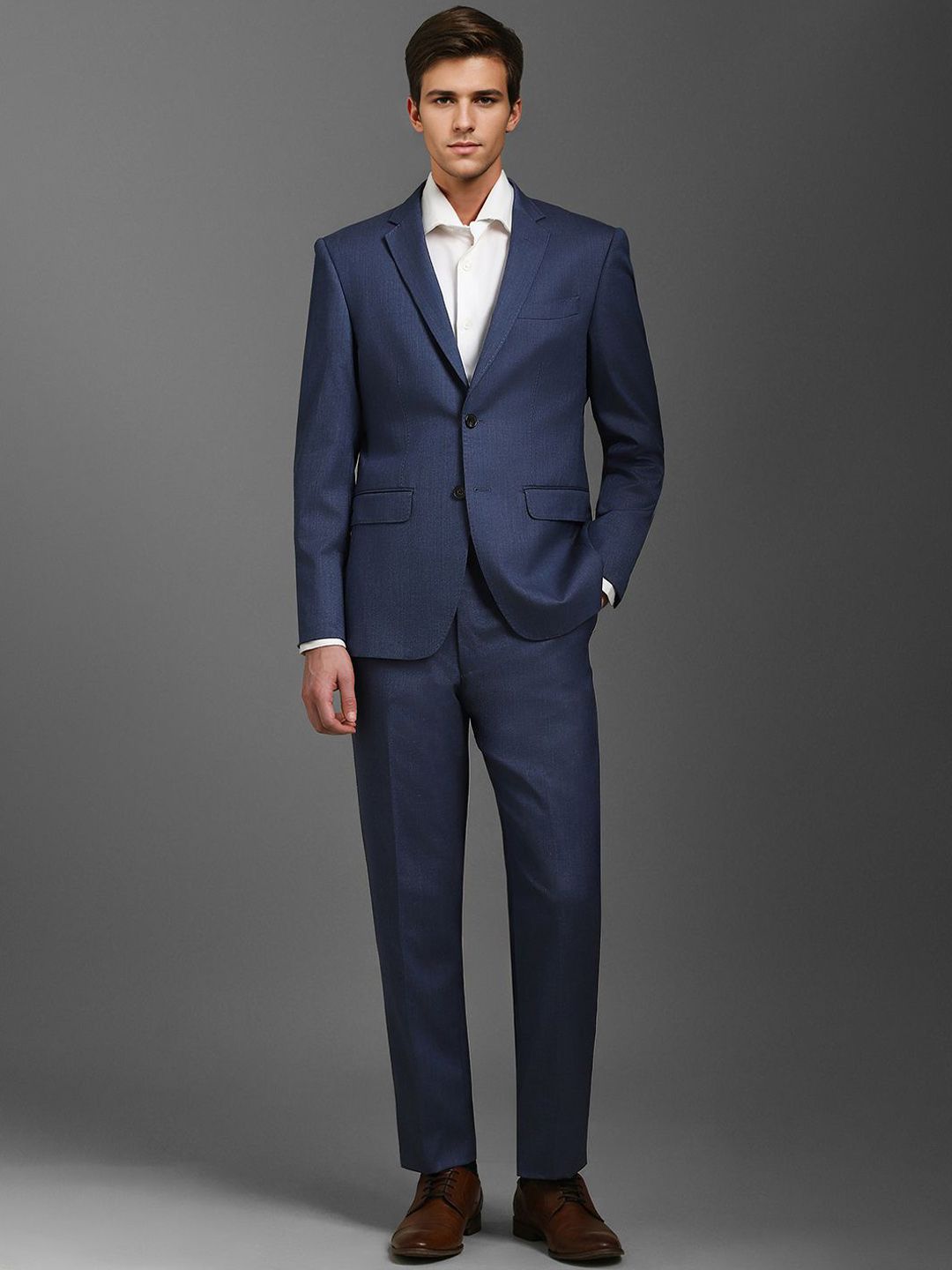 Luxure by Louis Philippe Men Textured Slim-Fit Single-Breasted Two-Piece Formal Suit-picture-20