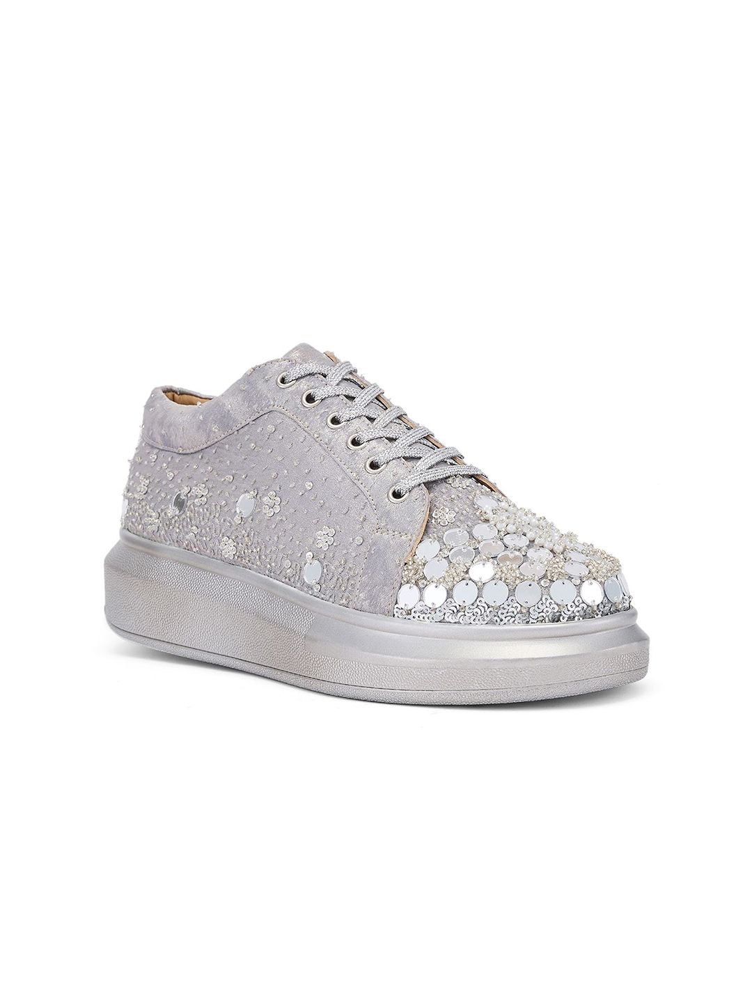 Anaar Women Embellished Lace-Ups Lightweight Flatforms Sneakers-picture-28