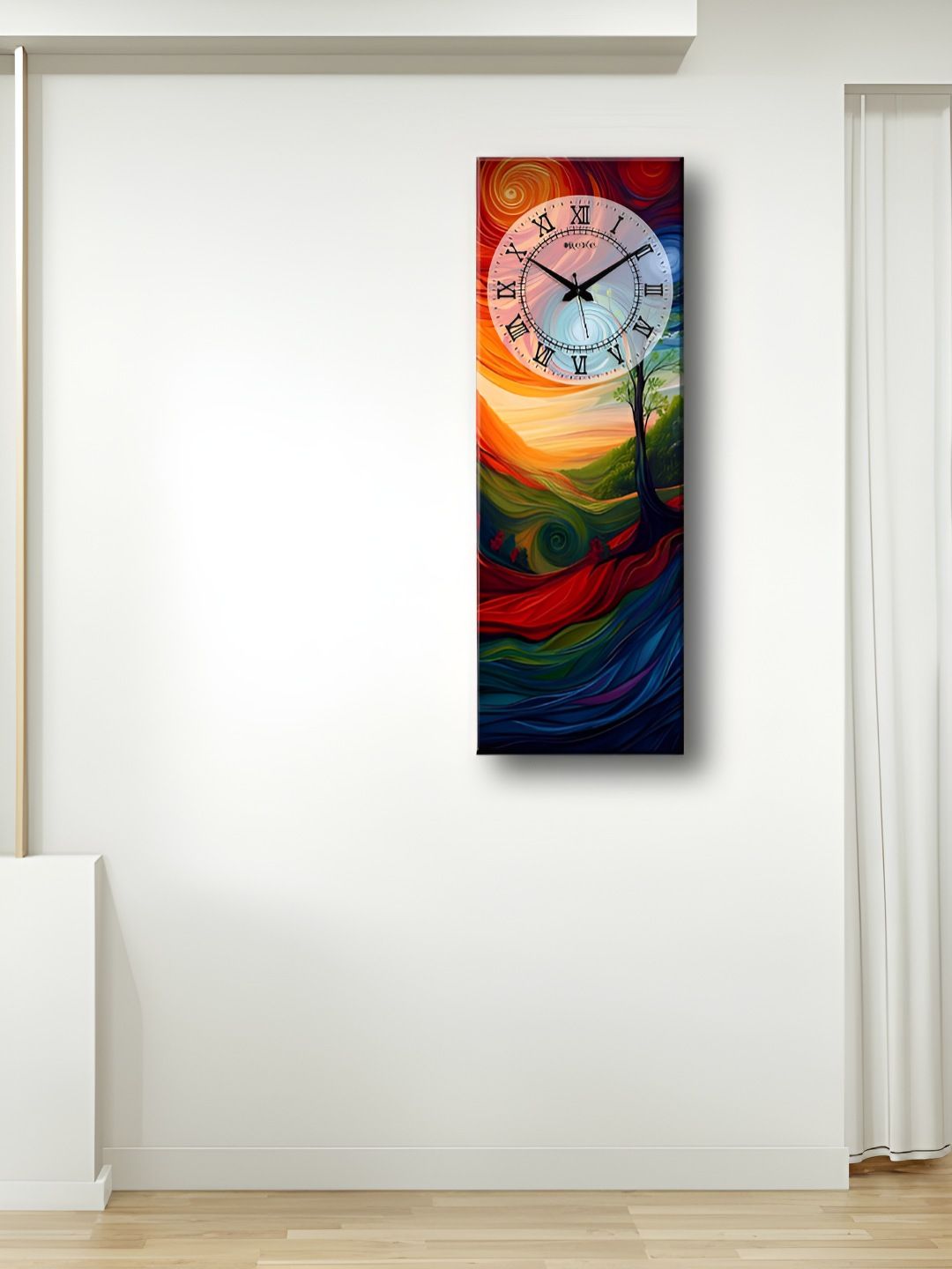 OLIVE TREE Blue & Orange Printed Wooden Contemporary Analogue Wall Clock-picture-42