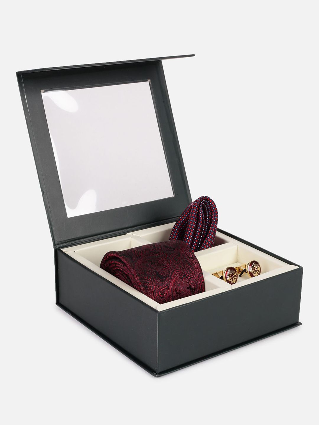 Peter England Men Printed Tie Pocket Square And Cufflink Accessory Gift Sets-picture-14