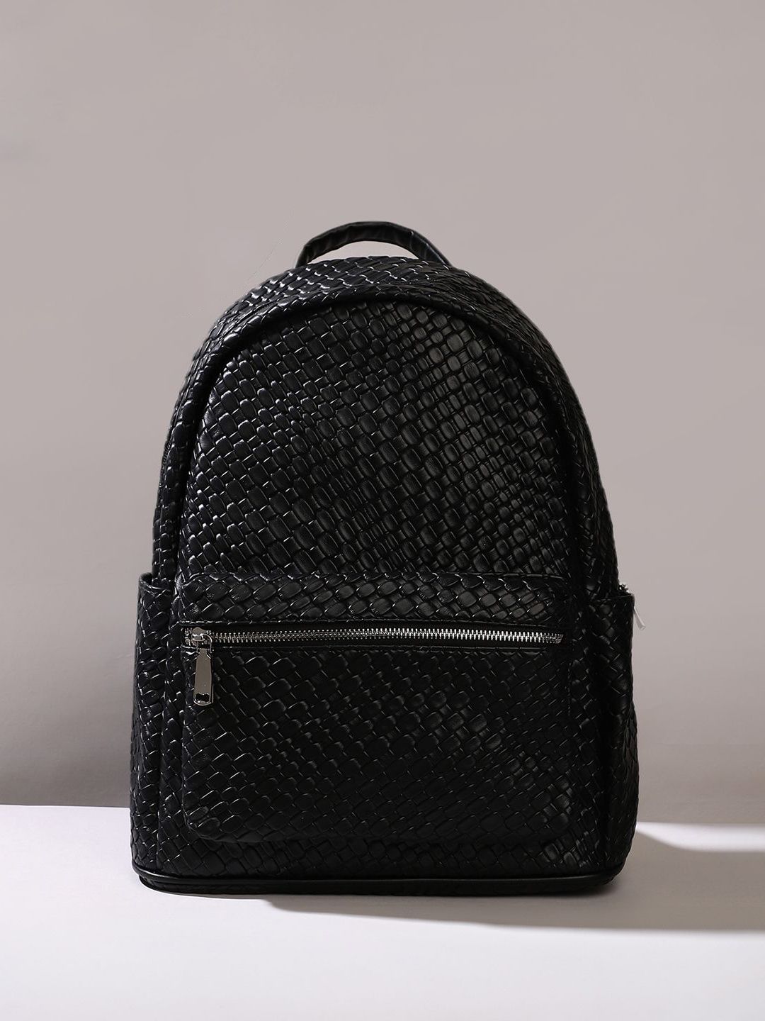 HAUTE SAUCE by Campus Sutra Women The Weave Curve Leather Backpack-picture-20