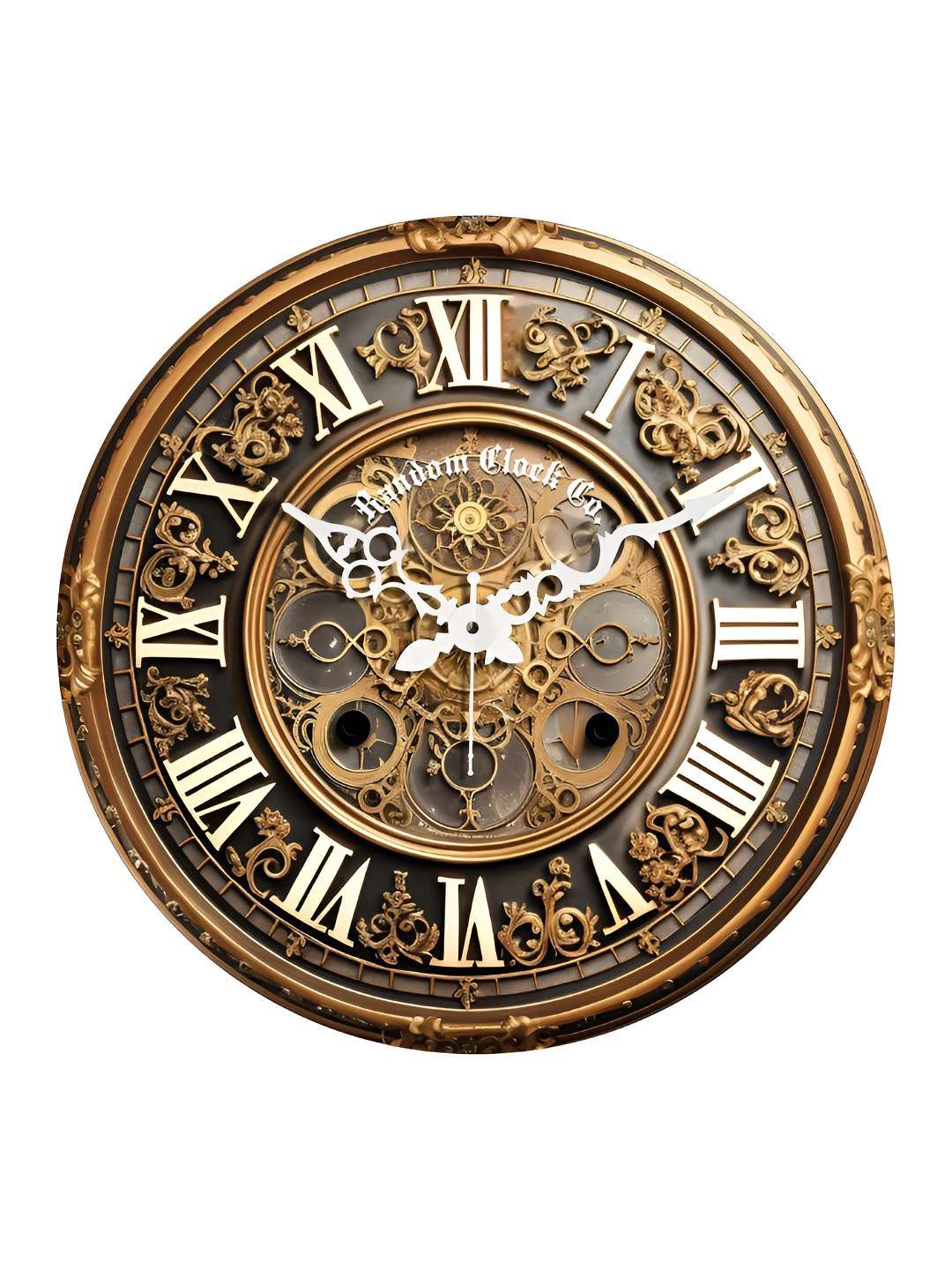 RANDOM Gold-Toned & White Printed Contemporary Wall Clock-picture-7